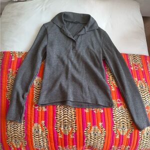 Zara Charcoal Knit Polo Top